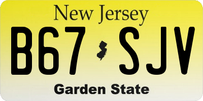 NJ license plate B67SJV