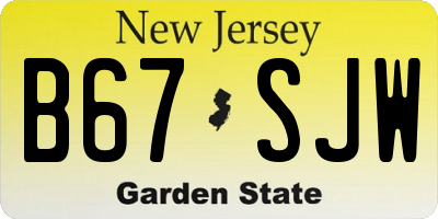 NJ license plate B67SJW