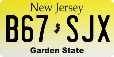 NJ license plate B67SJX
