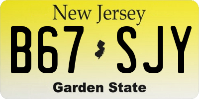 NJ license plate B67SJY