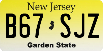 NJ license plate B67SJZ