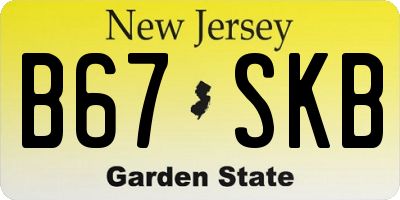 NJ license plate B67SKB