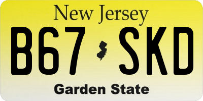 NJ license plate B67SKD