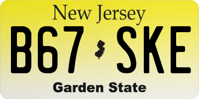 NJ license plate B67SKE