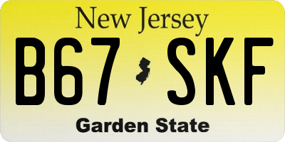 NJ license plate B67SKF