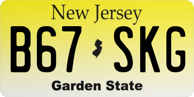 NJ license plate B67SKG