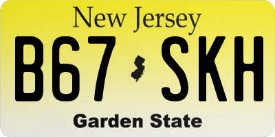 NJ license plate B67SKH