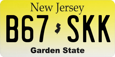 NJ license plate B67SKK
