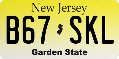 NJ license plate B67SKL