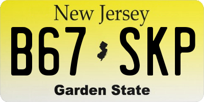 NJ license plate B67SKP