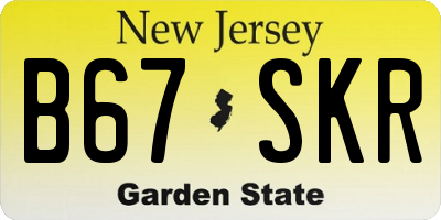 NJ license plate B67SKR