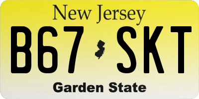 NJ license plate B67SKT