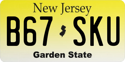 NJ license plate B67SKU