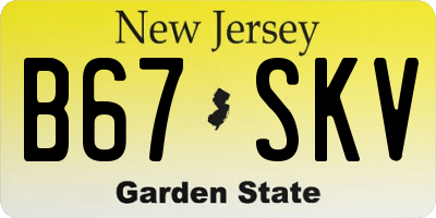 NJ license plate B67SKV