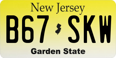 NJ license plate B67SKW