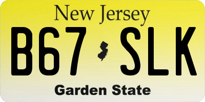 NJ license plate B67SLK