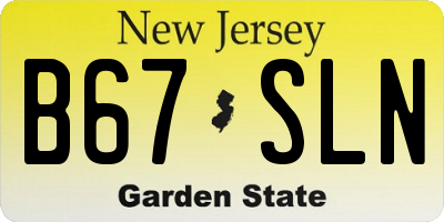 NJ license plate B67SLN