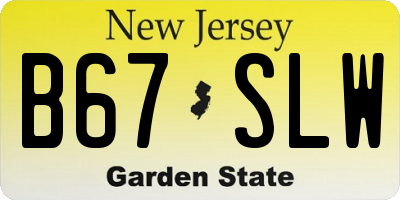 NJ license plate B67SLW