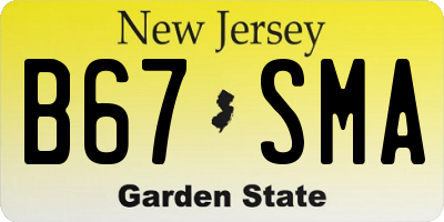 NJ license plate B67SMA