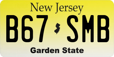 NJ license plate B67SMB