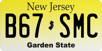 NJ license plate B67SMC