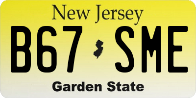 NJ license plate B67SME