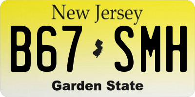 NJ license plate B67SMH