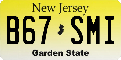 NJ license plate B67SMI