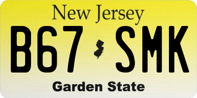 NJ license plate B67SMK