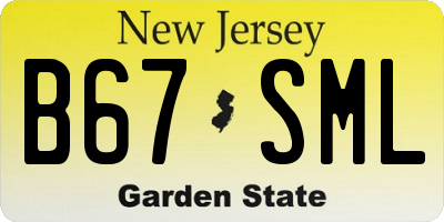 NJ license plate B67SML