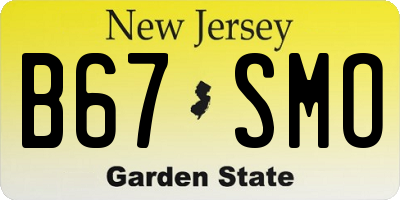 NJ license plate B67SMO