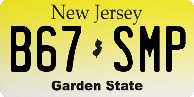 NJ license plate B67SMP