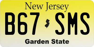 NJ license plate B67SMS