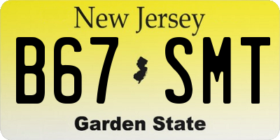 NJ license plate B67SMT