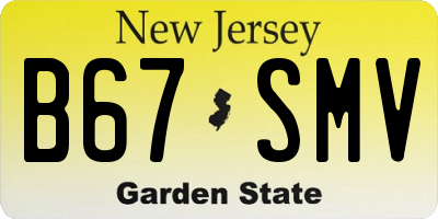 NJ license plate B67SMV