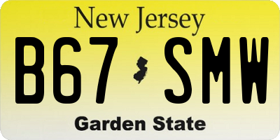 NJ license plate B67SMW
