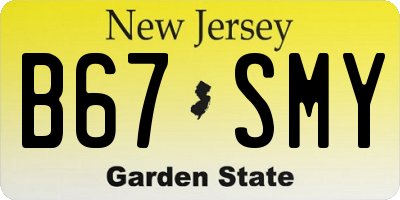 NJ license plate B67SMY