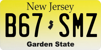 NJ license plate B67SMZ