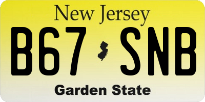 NJ license plate B67SNB