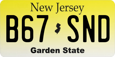 NJ license plate B67SND