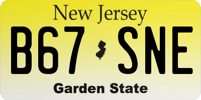 NJ license plate B67SNE