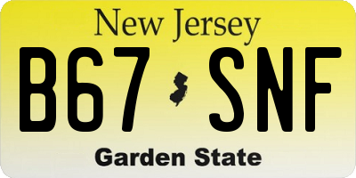 NJ license plate B67SNF