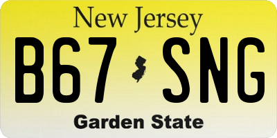 NJ license plate B67SNG