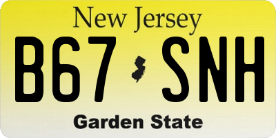 NJ license plate B67SNH
