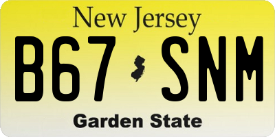 NJ license plate B67SNM