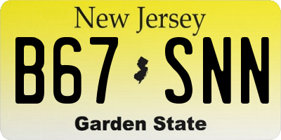 NJ license plate B67SNN