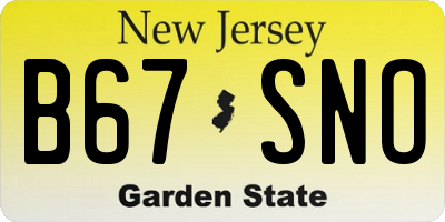 NJ license plate B67SNO