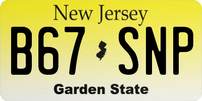 NJ license plate B67SNP