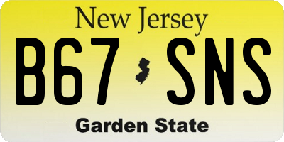 NJ license plate B67SNS