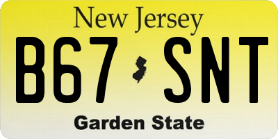 NJ license plate B67SNT